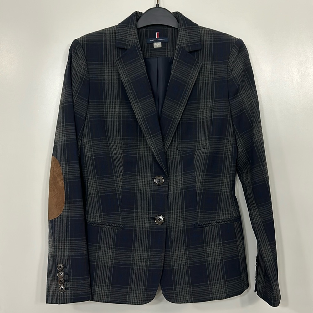 Tommy Hilfiger Elbow-Patch Plaid Blazer